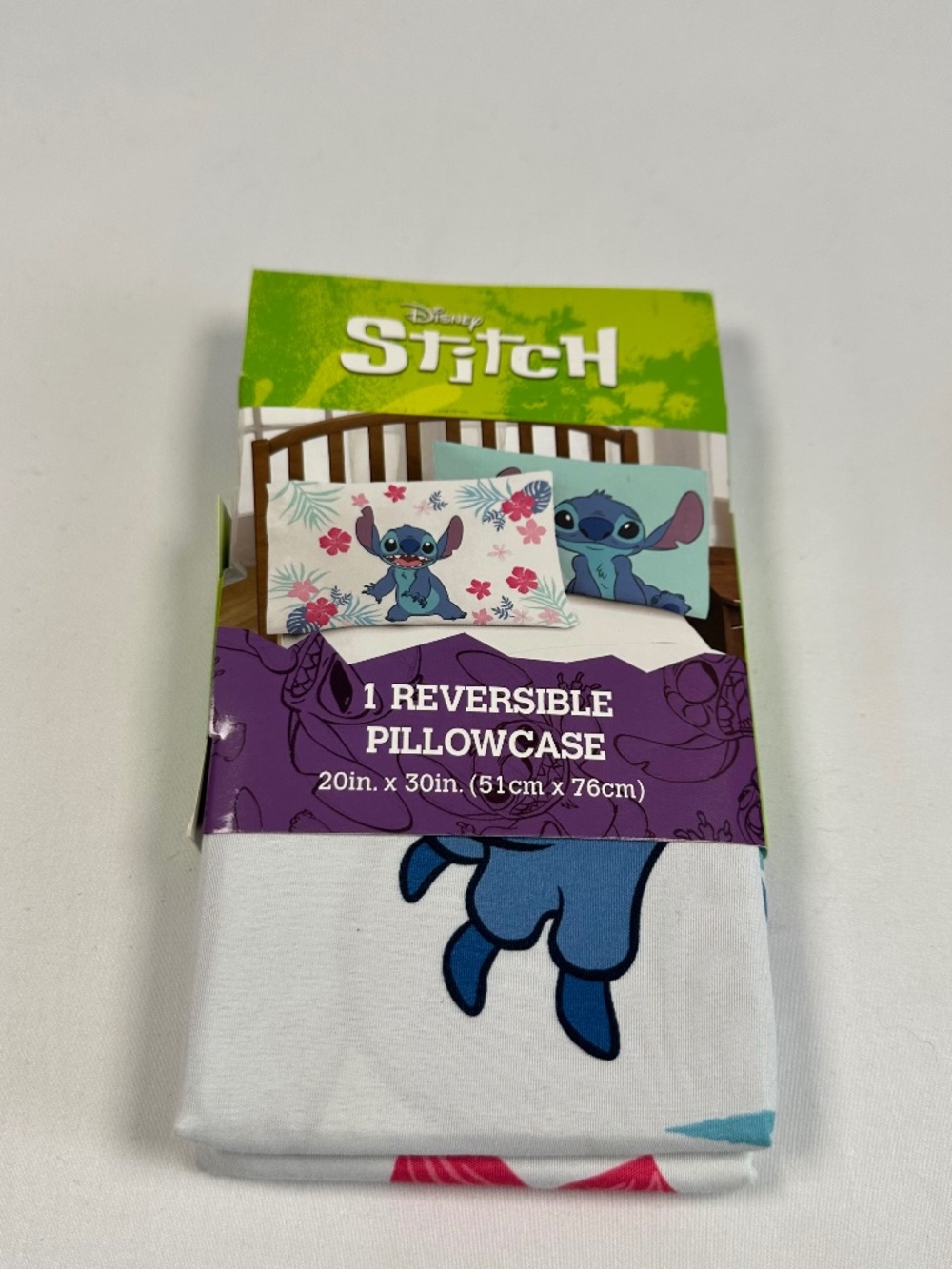 Lilo and Stitch Reversible Standard Size Pillowcase Disney Blue Pink 20x30 In.